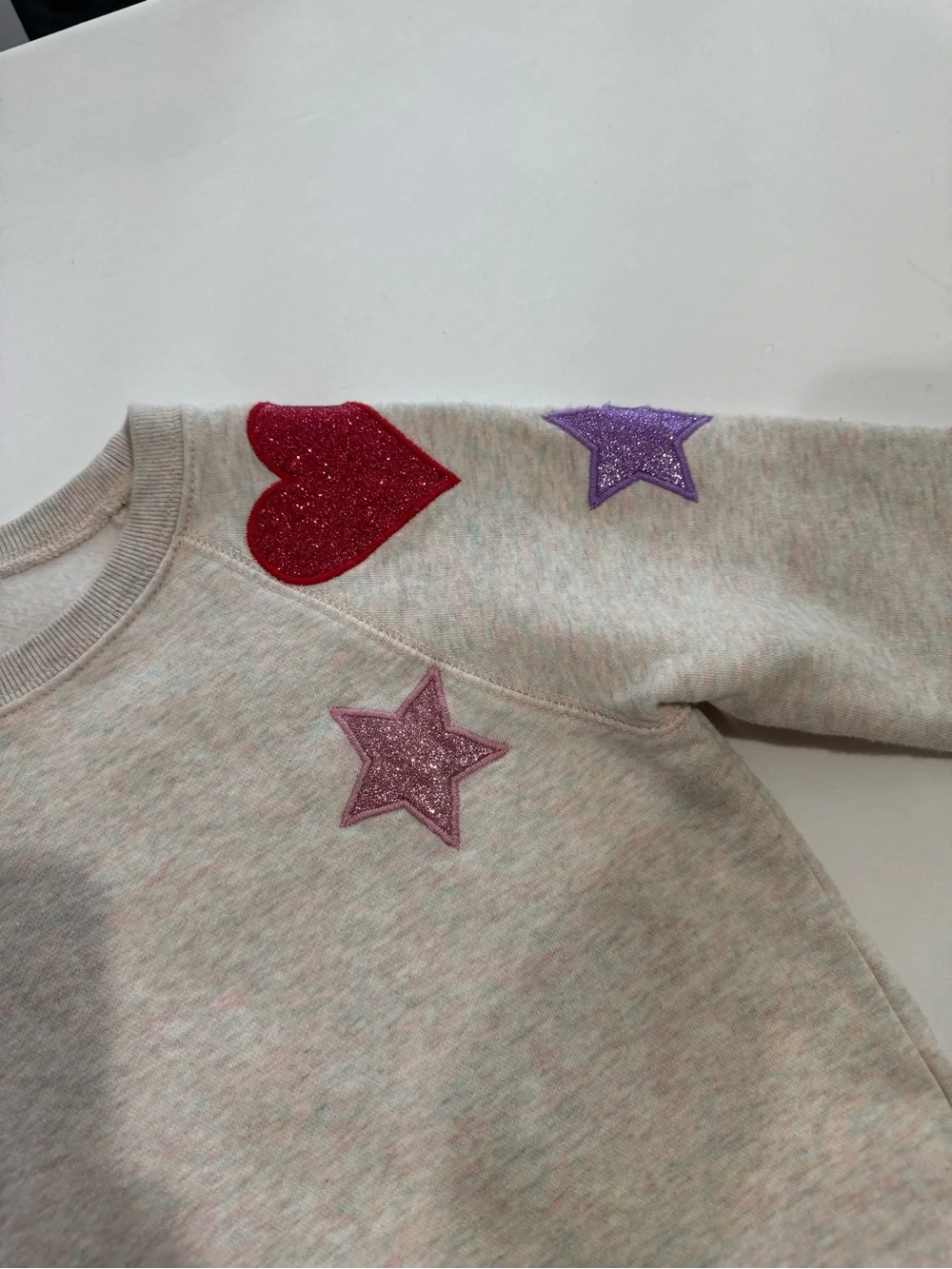 Crewcuts by J.Crew Girls 6-7 Glitter Star & Heart Sweatshirt
